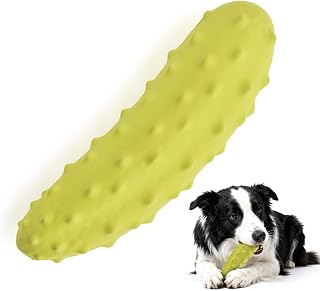 LIFLIX Hundespielzeug Quietschend für Kauer, Harte Kauspielzeug Hund aus Naturkauschuck, Hundespielzeug Robust für Kleine Mittelgroße und Große Hunde, Gelb Gurke Form
