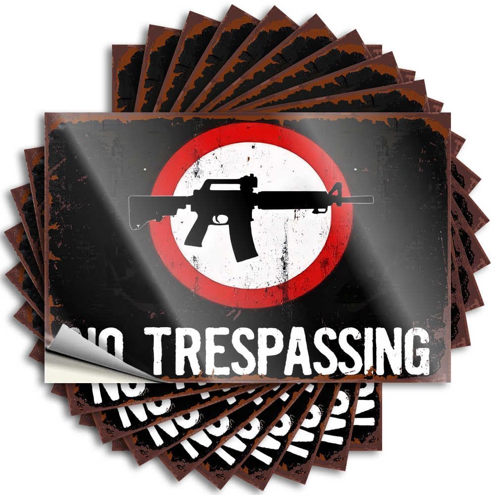 Tattoos Tiki Vinyl Sticker | No Trespassing Sign with Gun Symbol Books for Stone Use(12X18CM)