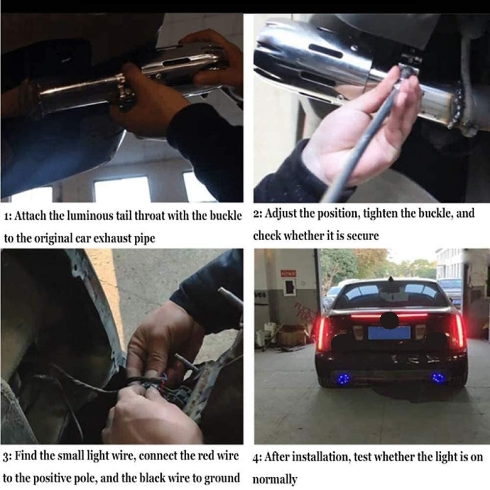 Tabla De Escape Del Coche 63mm Universal Glossy Matte Fibra Carbono Tubos Cola La Garganta Con Luz Sistema Modificado Silbato Coche Escape Tubo Silenciador(C Blue Light)