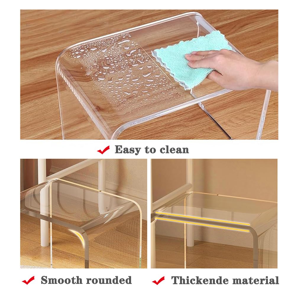 Sgabello Da Doccia In Acrilico Trasparente - Antiscivolo, Moderno, Per Bagno, Cucina O Camera - Foto 5