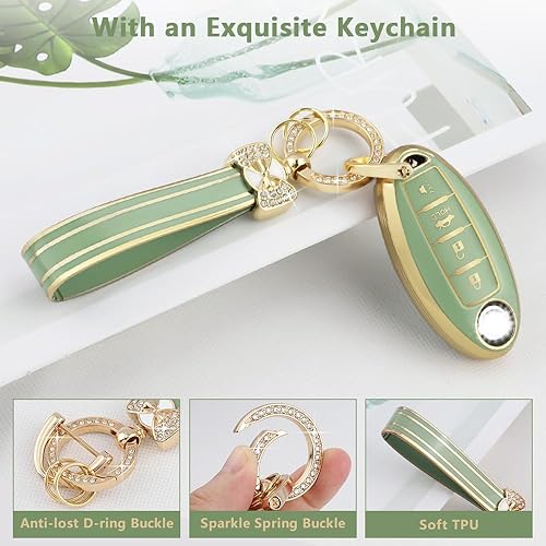 Miniatura 4 de PIFOOG Key Fob Cover Fit for Nissan 4 Button Altima Rogue Sentra Kicks Armada Murano Pathfinder Versa Titan Leaf Accessories Green Car Keys Case
