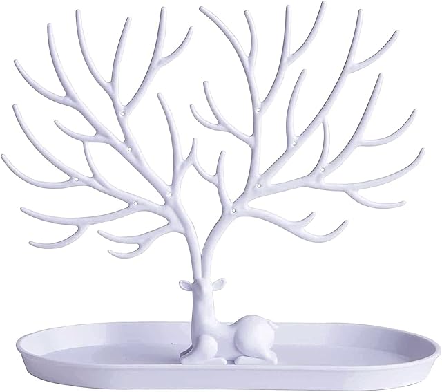 ARTUST Earring Deer Holder Jewelry Organizer Tower Ring Display Tree Stand Storage Rack Tray for Necklaces Watch Bracelets