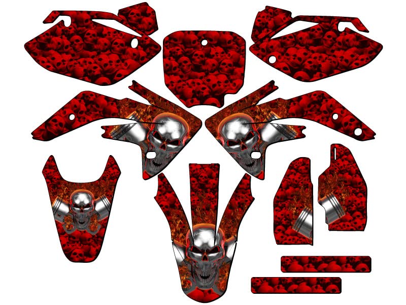 2007-2023 CRF 150 R Flaming Gearhead Red Senge Graphics Complete Kit Compatible with Honda