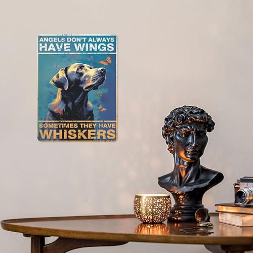 Miniatura 3 de Vintage Wall Poster Metal Plaque,Angels Don't Always Have Wings Sometimes They Have Whiskers,Labrador Retriever Metal Wall Poster, Angel