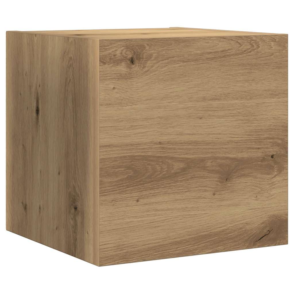 7-TLG. TV-Schrank-Set Wandmontage Artisan-Eiche Holzwerkstoff, 80x30x30cm, modernes Media-Center für Wohnzimmer, stabil & langlebig