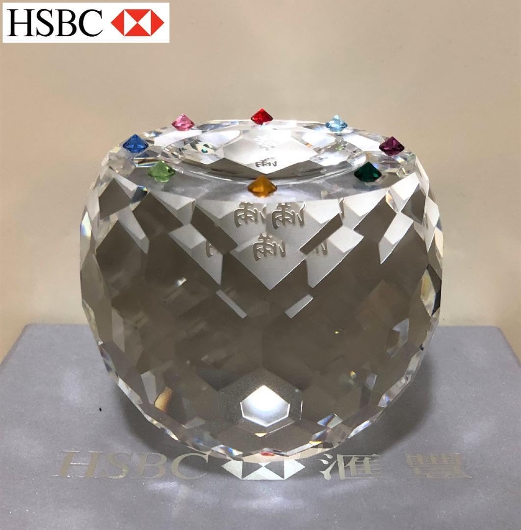 Amazon.co.jp: HSBC 香港上海銀行 記念品 クリスタル 常満 置物 風水 