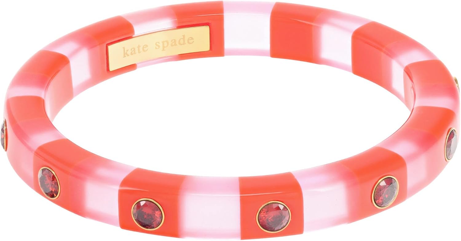 Kate Spade New York シーイングストライプ 細いバングル ピンク マルチ ワンサイズ, One Size, 宝石な