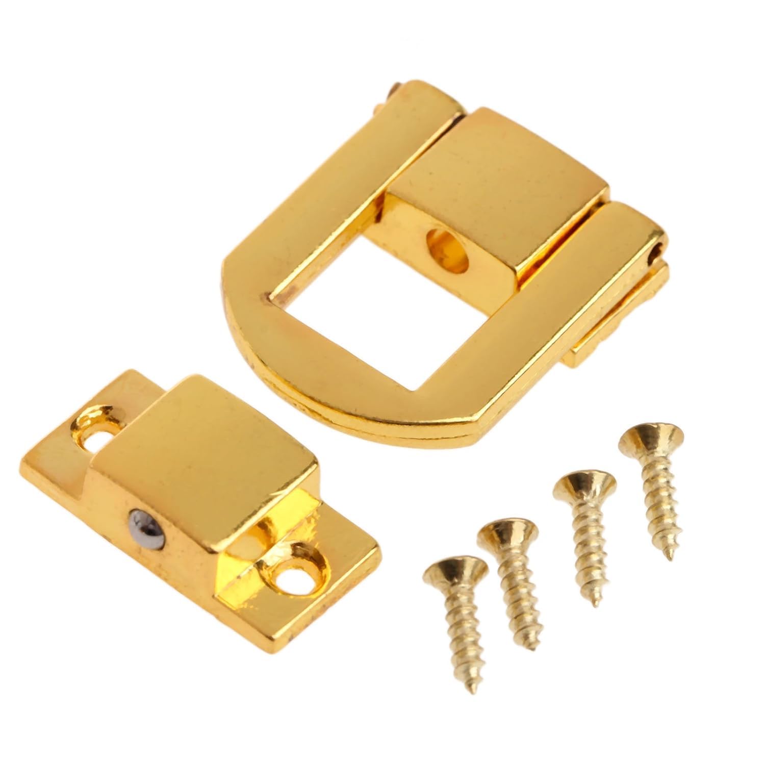 Tia Toggle Catch Lock Rectangle Mini Hasp Clasp Zinc Alloy Hasp D Lock Latch Clasp with Screws for Jewellery Box Gift Box, Wooden Case and DIY (2, Golden) 2