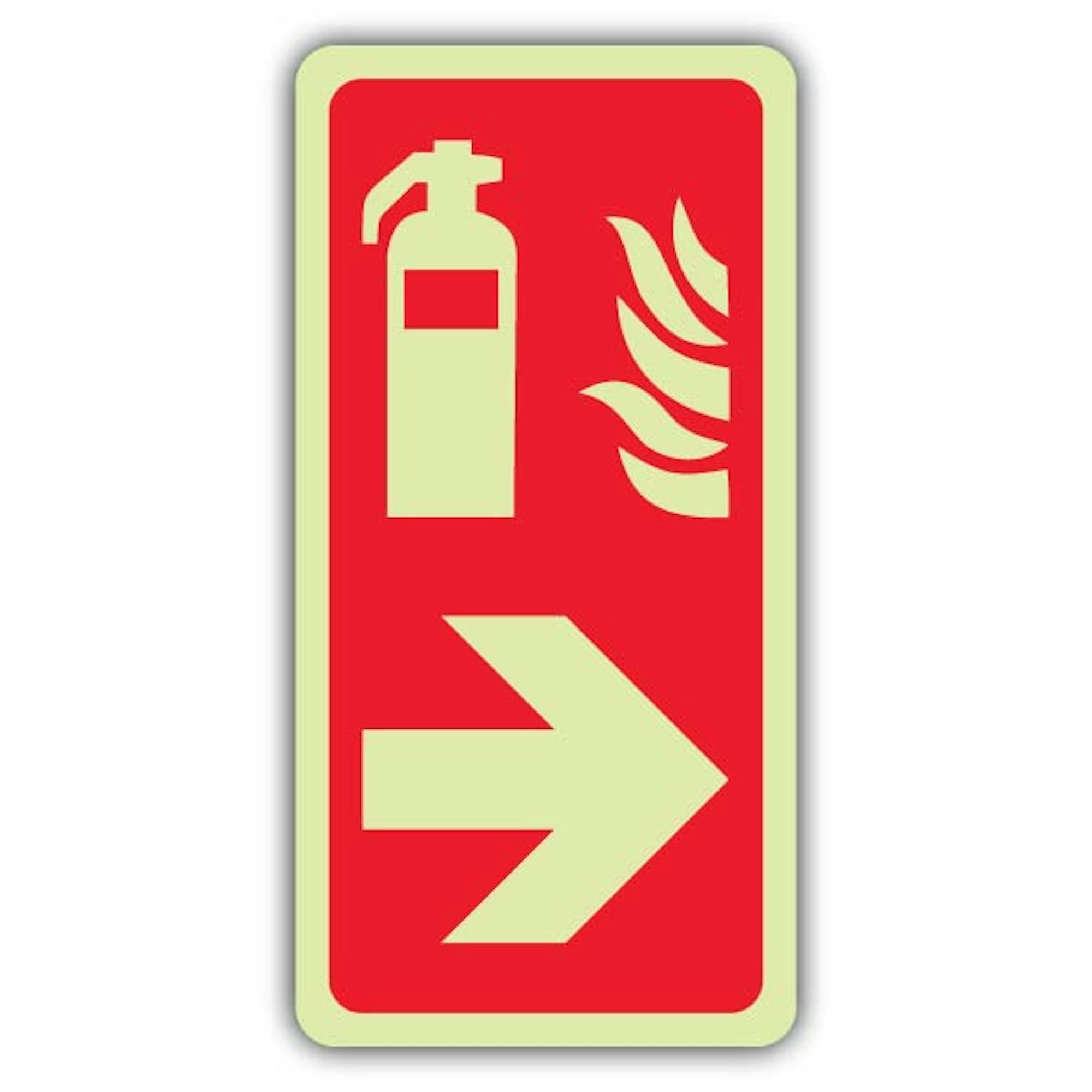 V Safety Glow In The Dark Fire Extinguisher Symbol Arrow Left Sign - Symbol Format - 80 x 160 mm - Made From Double Glow Rigid Plastic - Fire Safety Signage - Made in Britain