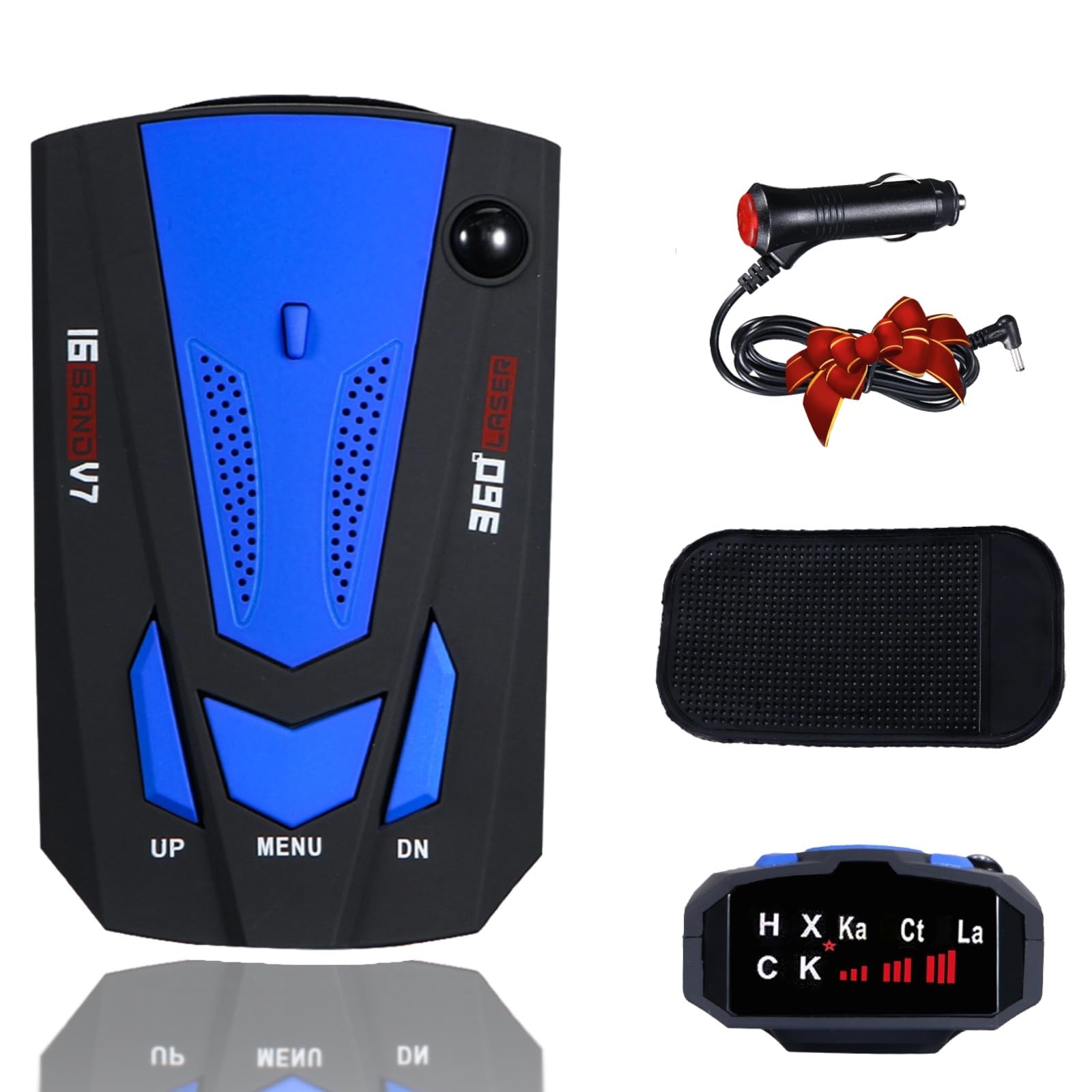 Front, back, display, and top views of the Paddsun Speed Sentinel Radar Detector.