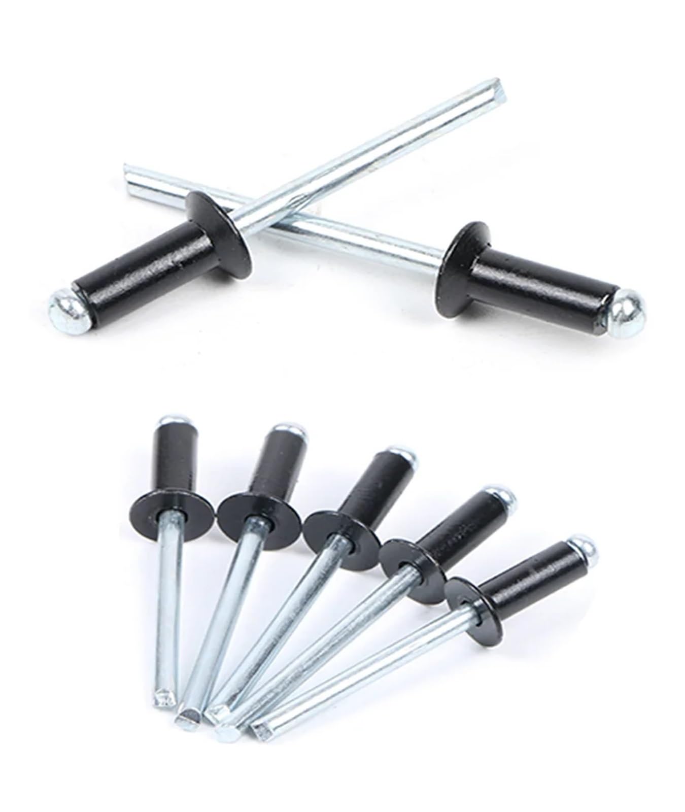 Rivets aveugles noirs à tête fraisée en aluminium, 30/50 pièces, type standard 2.4mm 3.0mm 3.2mm 4.0mm(50Pcs,4.8x16 mm)
