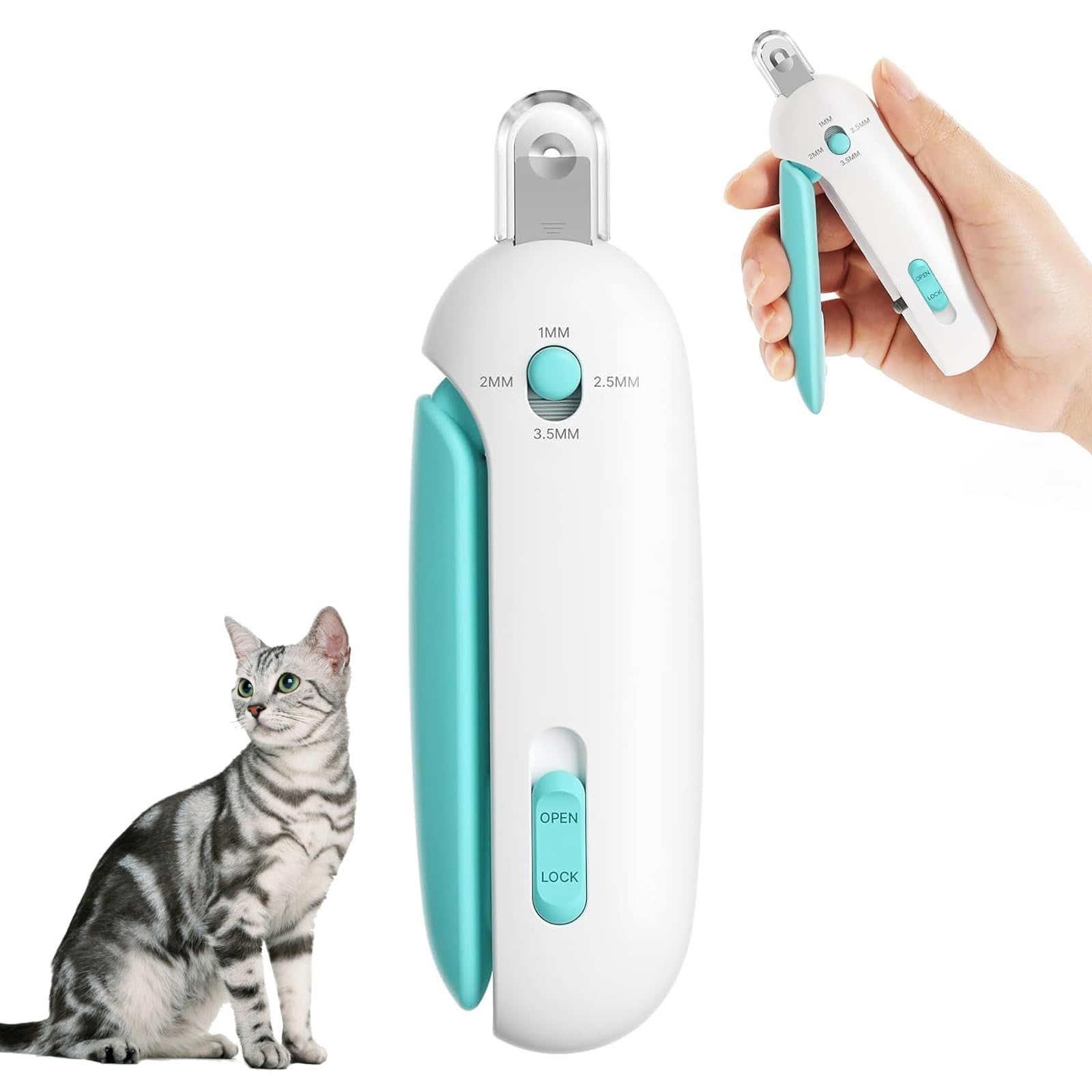 Rayakt Cat Nail Clippers with Safety Guard, 3 Adjustable Hole Trimmer Hidden Nail File, Safe Anti-Splash Cat Claw Clipper for Kittens,Cats, Dogs, Rabbits & Small Pets Home Grooming(Blue)