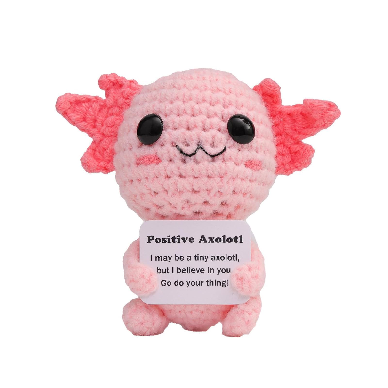 YREYBN Knitted Axolotl Doll, Funny Positive Axolotl Crochet, Emotional Support Gift, Positive Crochet Animals