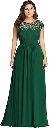 Ever-Pretty Women's Plus Size Lace Cap Sleeve Long Formal Evening Party Maxi Dresses 9993PZ