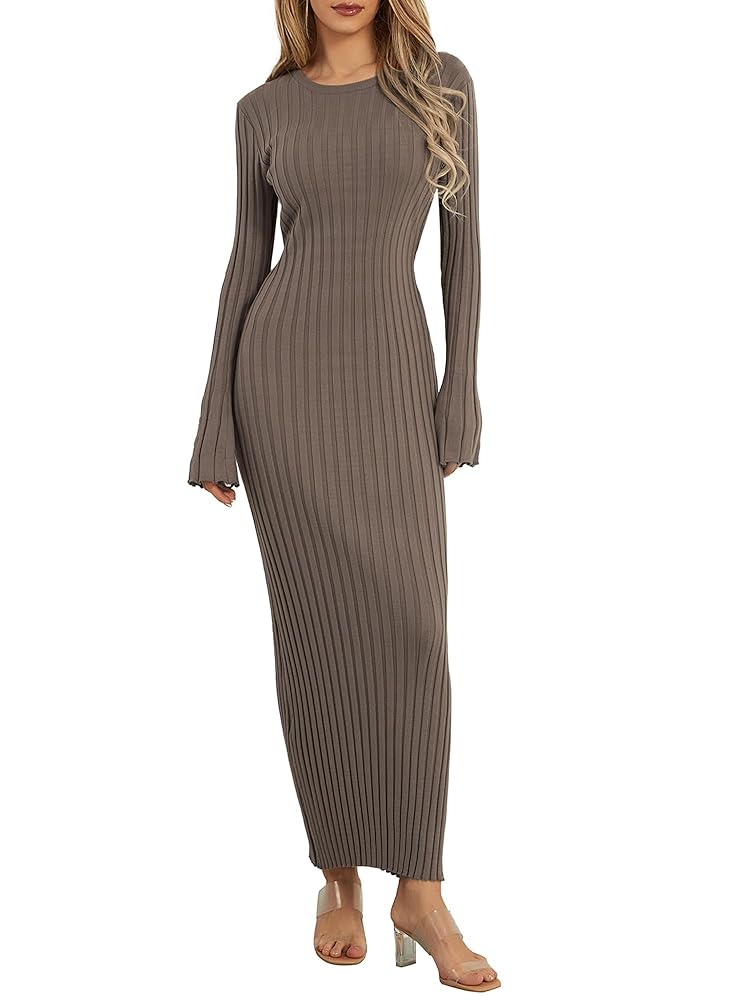 RIM.ARK 25SS Cocoon knit dress グレー 38 TACSTRUN Women's Fall Long Sleeve Crew Neck Sweater Dress