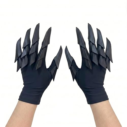 TYZAXOOS Articulated Gothic Claw Gloves, Flexible Mechanical Finger Armor Props for Cosplay, Halloween, and Parties - Left Hand - Black