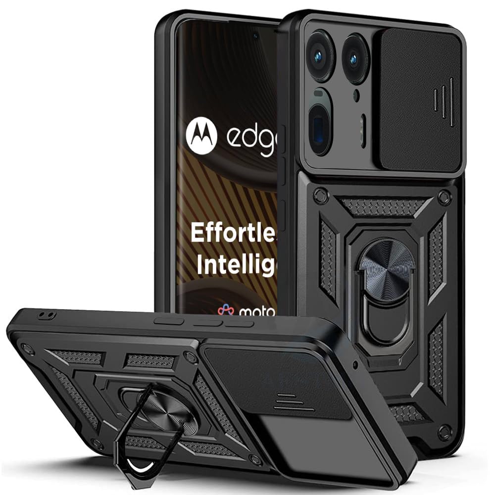 AESTMO PC Tough Armor Motorola Moto Edge 50 Ultra 5G Bumper Back Case Cover|Ring Holder & Sliding Camera Shield Cover|360 Degree Protection Back Case Cover For Motorola Moto Edge 50 Ultra 5G (Black) (B0D7MK7K38) Amazon Price History, Amazon Price Tracker