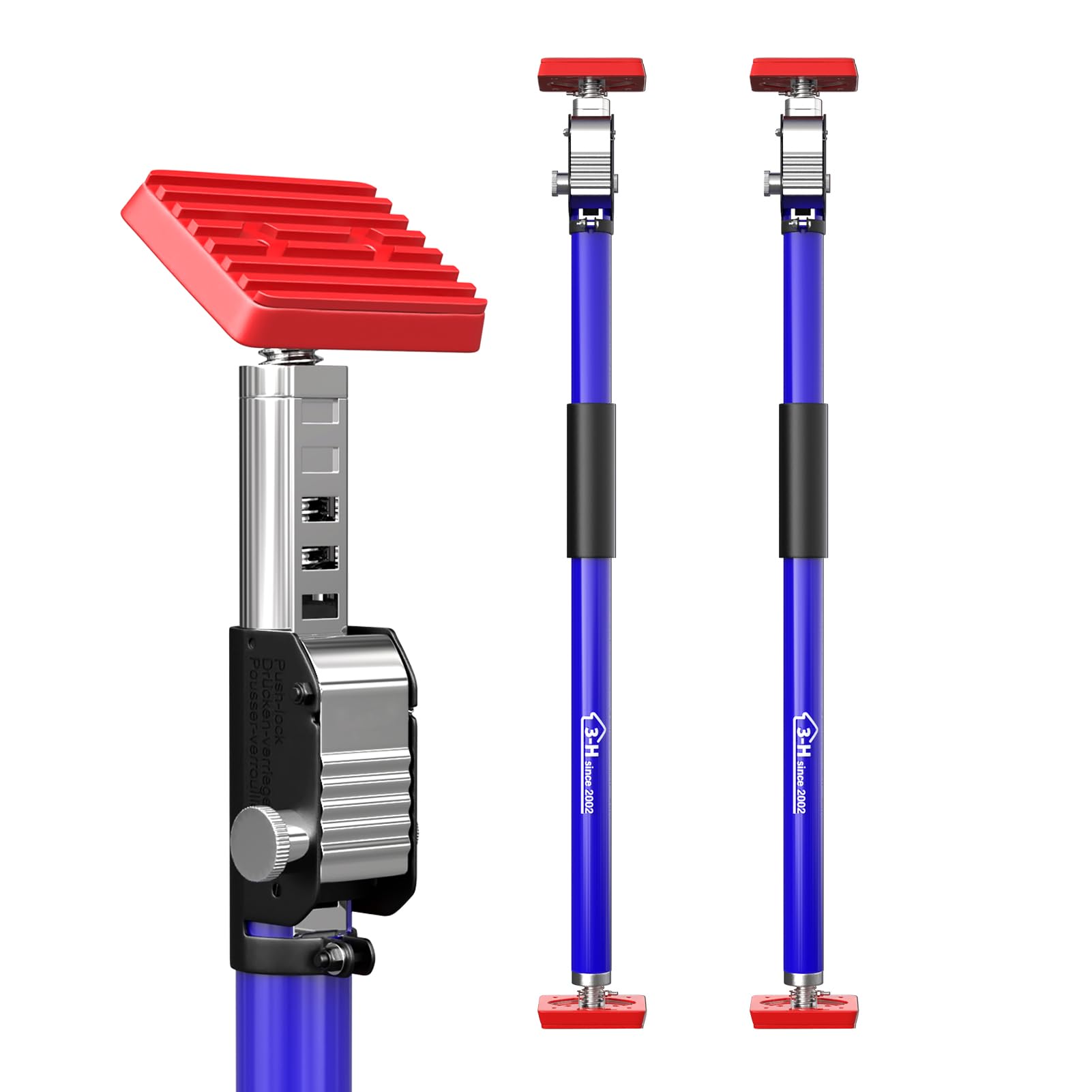 3-H 2X Türspanner Zargenspanner, Teleskopstütze 75-133cm bis 50kg (Blau)