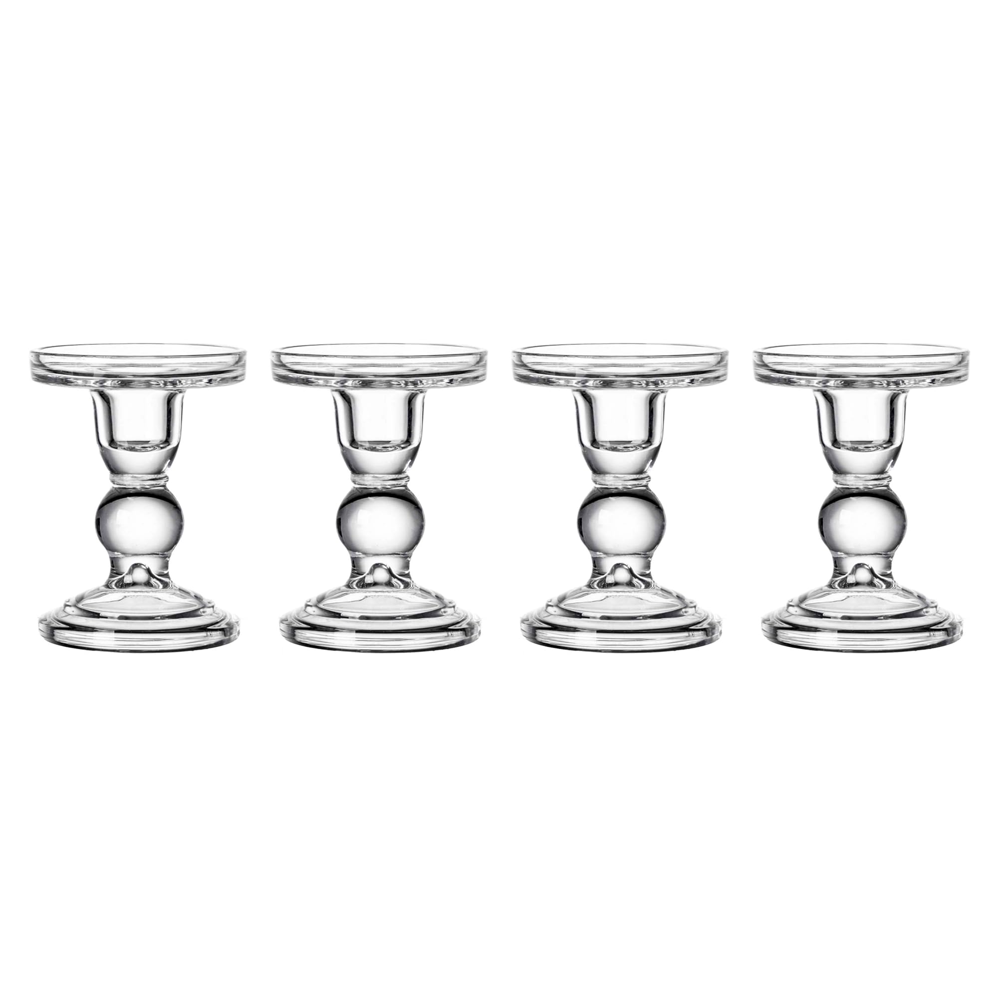 ViViTOP Glass Candle Holder Set of 4, Clear Candlestick Holders for Pillar Candles, 4.5