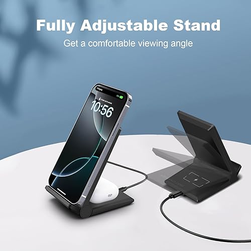 Miniatura 7 de PDKUAI Cargador inalámbrico 2 en 1, nueva actualización Estación de carga inalámbrica plegable de 25 W para Samsung Galaxy 252423Note 20Buds3,