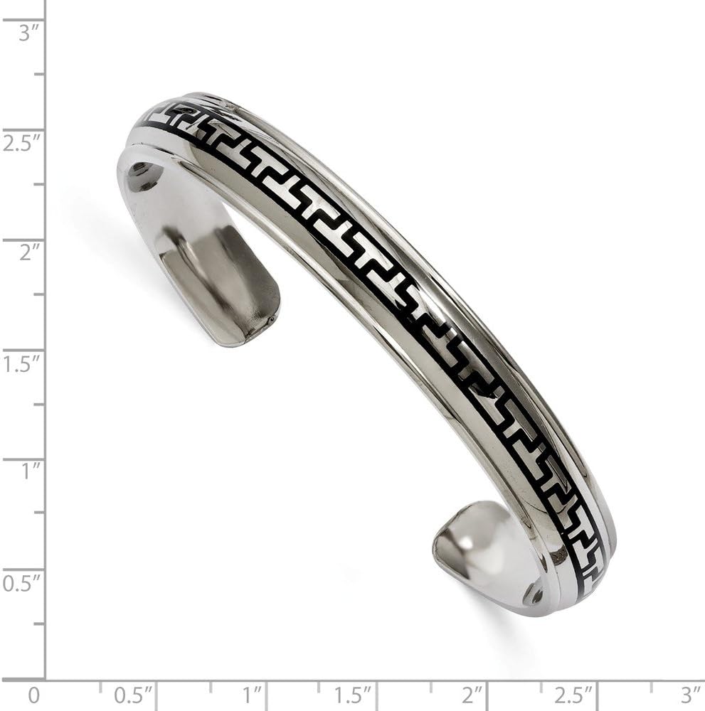 The Black Bow Men's 10mm Titanium Black Rubber Design Cuff Bracelet
