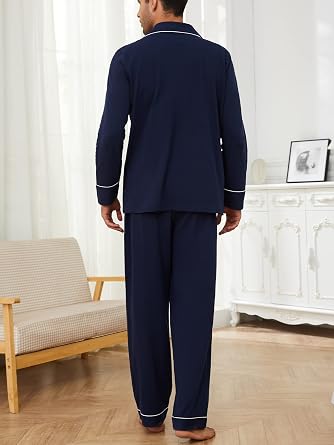 U2SKIIN Mens Pyjamas Set, 100% Cotton Soft Pjs Classic Loungewear Sleepwear Nightwear Pj's