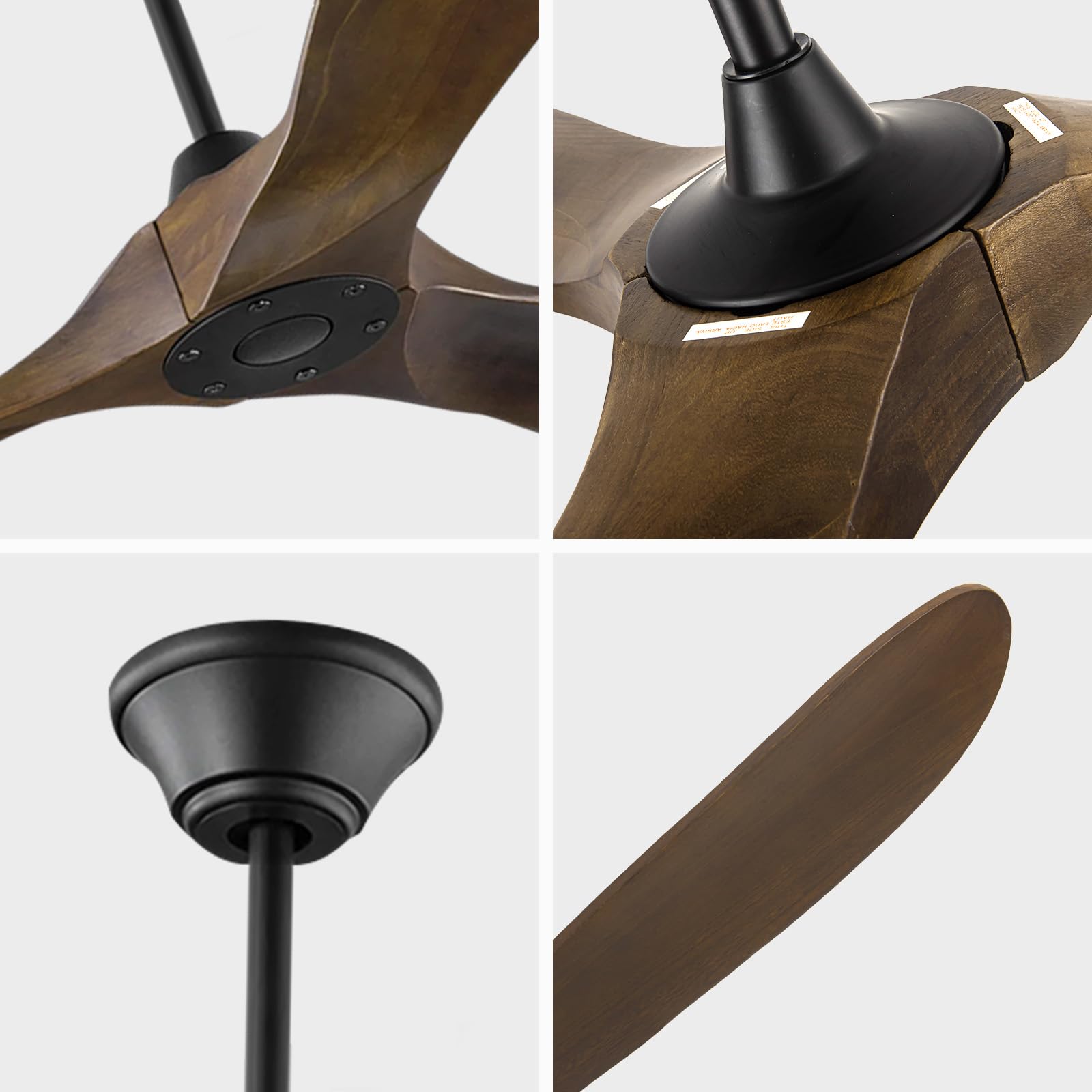 Ventilador de techo de 152cm sin luz, ventilador de techo de madera, ventilador de techo para exteriores con control remoto, motor de CC reversible de 6 velocidades, 4 Cronología
