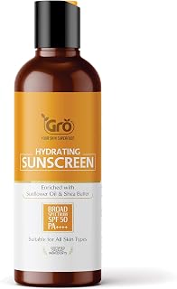 GRO Hydrating Sunscreen, Broad Spectrum SPF 50 PA++++, with Sunflower Oil and Shea Butter, for All Skin Types Price In India