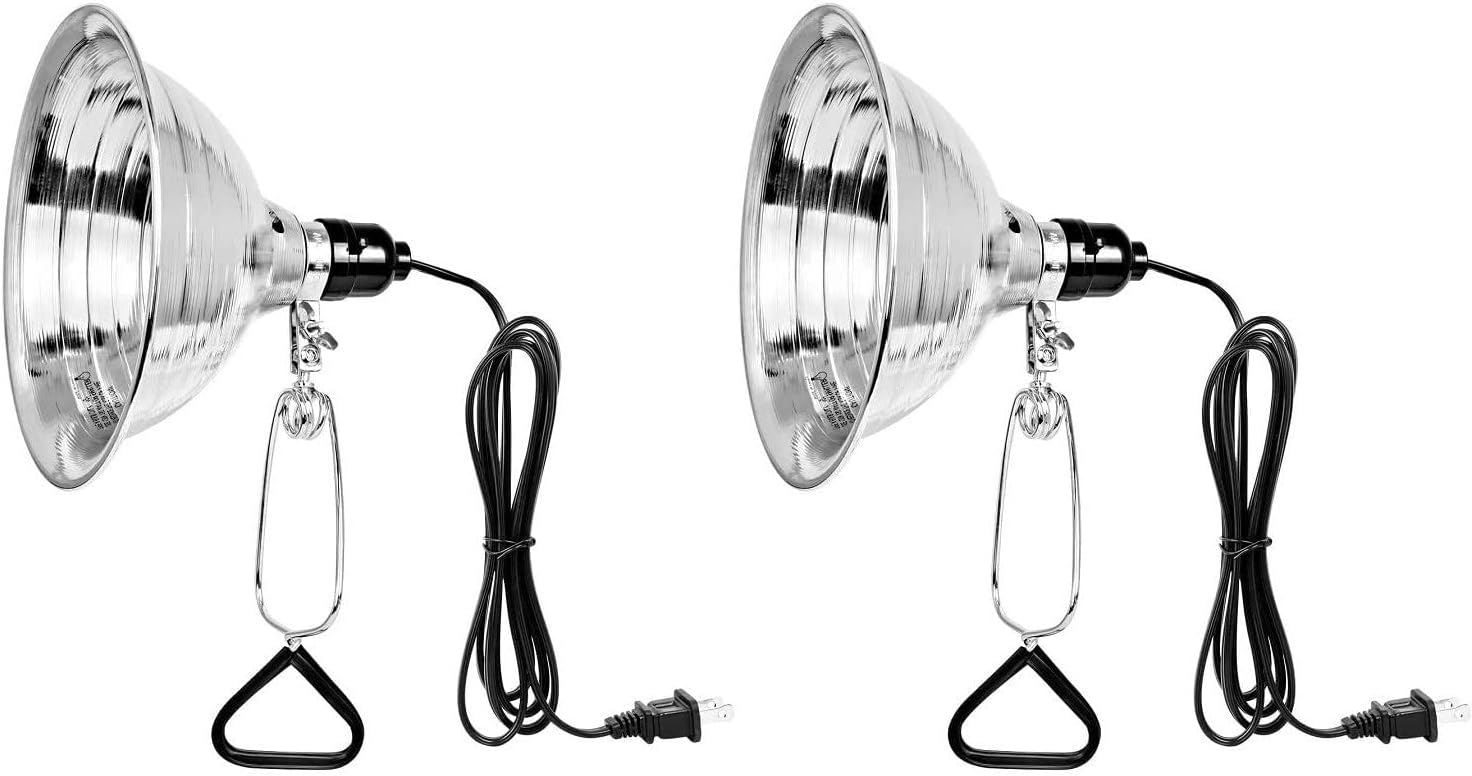 Simple Deluxe Clamp Lamp Light with 8.5 Inch Aluminum Reflector up to 150 Watt E26 Socket (no Bulb Included) 6 Feet 18/2 SPT-2 Cord, 2 Pack, Sliver