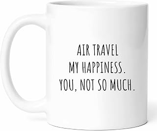 Air Travel Makes Me Happy Mug - Aviation Enthusiast Coffee Cup - Frequent Flyer Funny Gift From Family - Lover Tea Mugs - Cups - 11 Oz Ceramic Gifts For Birthday, Him, Her, Christmas, Vacation