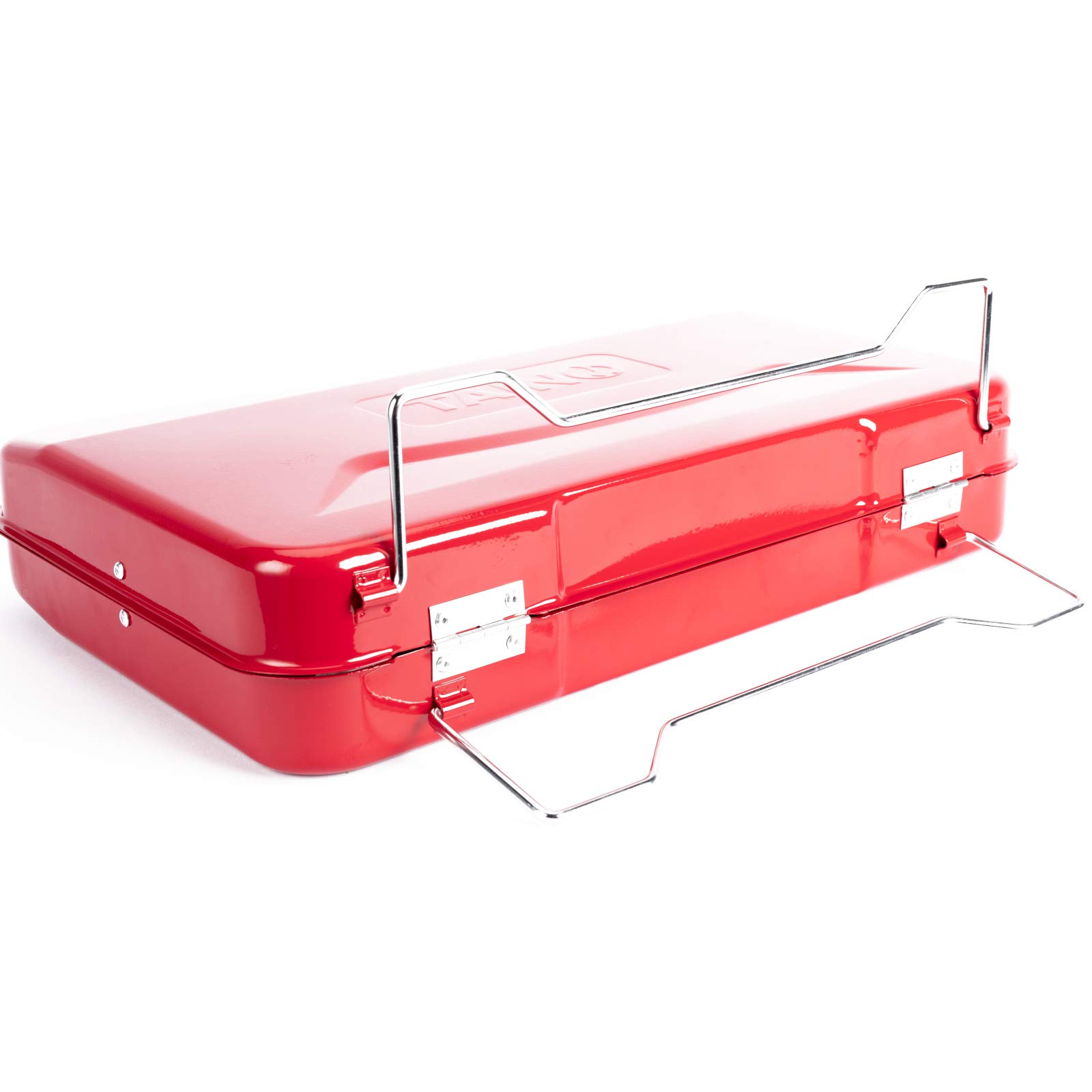 TAINO MOX Holzkohlegrill BBQ Koffergrill Camping-Grill Kohlegrill Retro-Stil klappbar Griller tragbar mobil Rot
