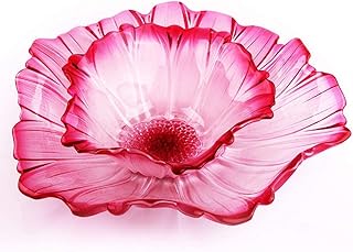 QZH Ensemble de Vaisselle, Bol de Fruits en Verre sans Plomb Rose Seau de Fruits Fleur de Tournesol Corbeille de Fruits séchés créative Grand Bol de Fruits