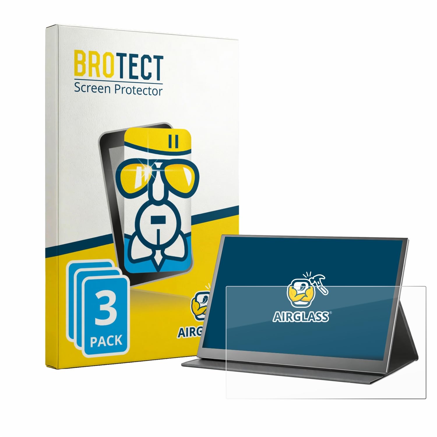 BROTECT Protector Pantalla Cristal para Xyvolve 15.6" monitor portátil Protector Vidrio (3 Unidades) - [Dureza 9H, Anti-Arañazos]