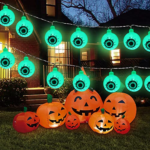 Eyeball String Lights for Halloween Decor Dimmable & 8 Modes with Remote Control LED Decorative Lights for Room Decorations Waterproof 16.5Ft Hanging Lights with 30 Plastic Eyeballs for Party (Green)
