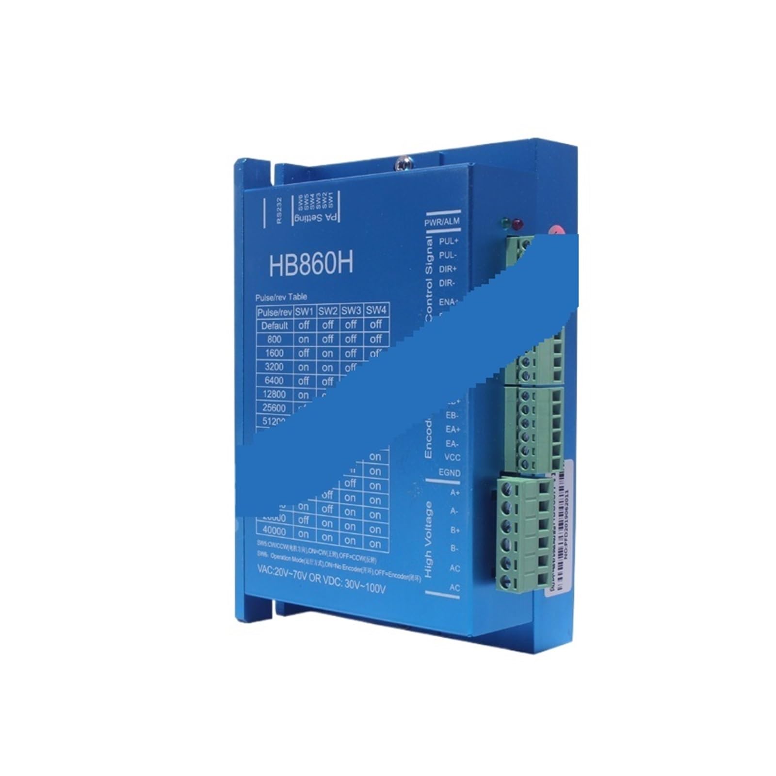 2RD58I8PM Stepper Motor Driver HB860H Closed Loops Hybrid Step Servo AC 20-70V DC 30-100V with RS232 Port Digital