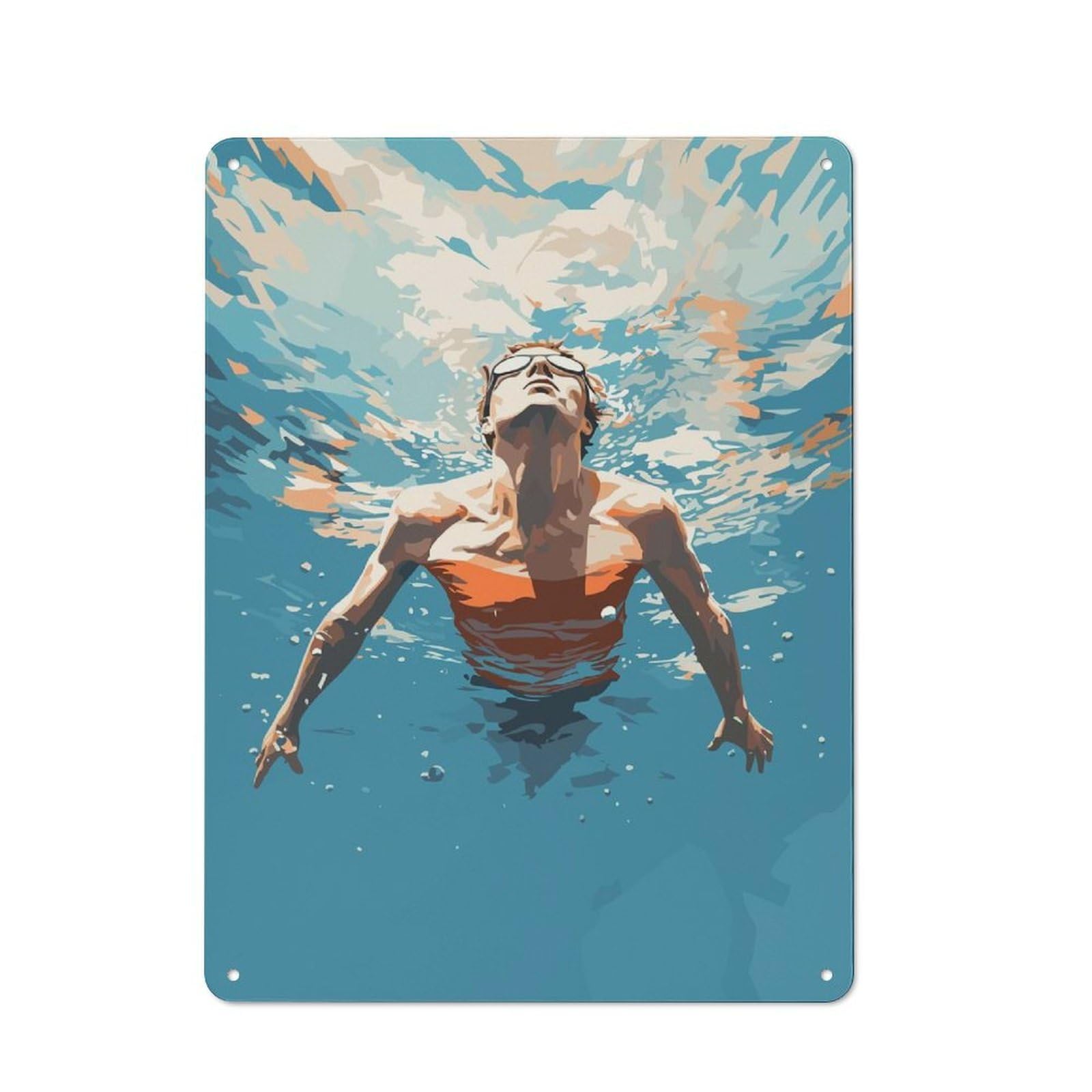 Junmoney Swimmer Swimming Vintage-Inspired Tin Sign 40X30cm For Garage Or Workshop, For Vintage Wall Decor Fans, For Metal Sign Collectors