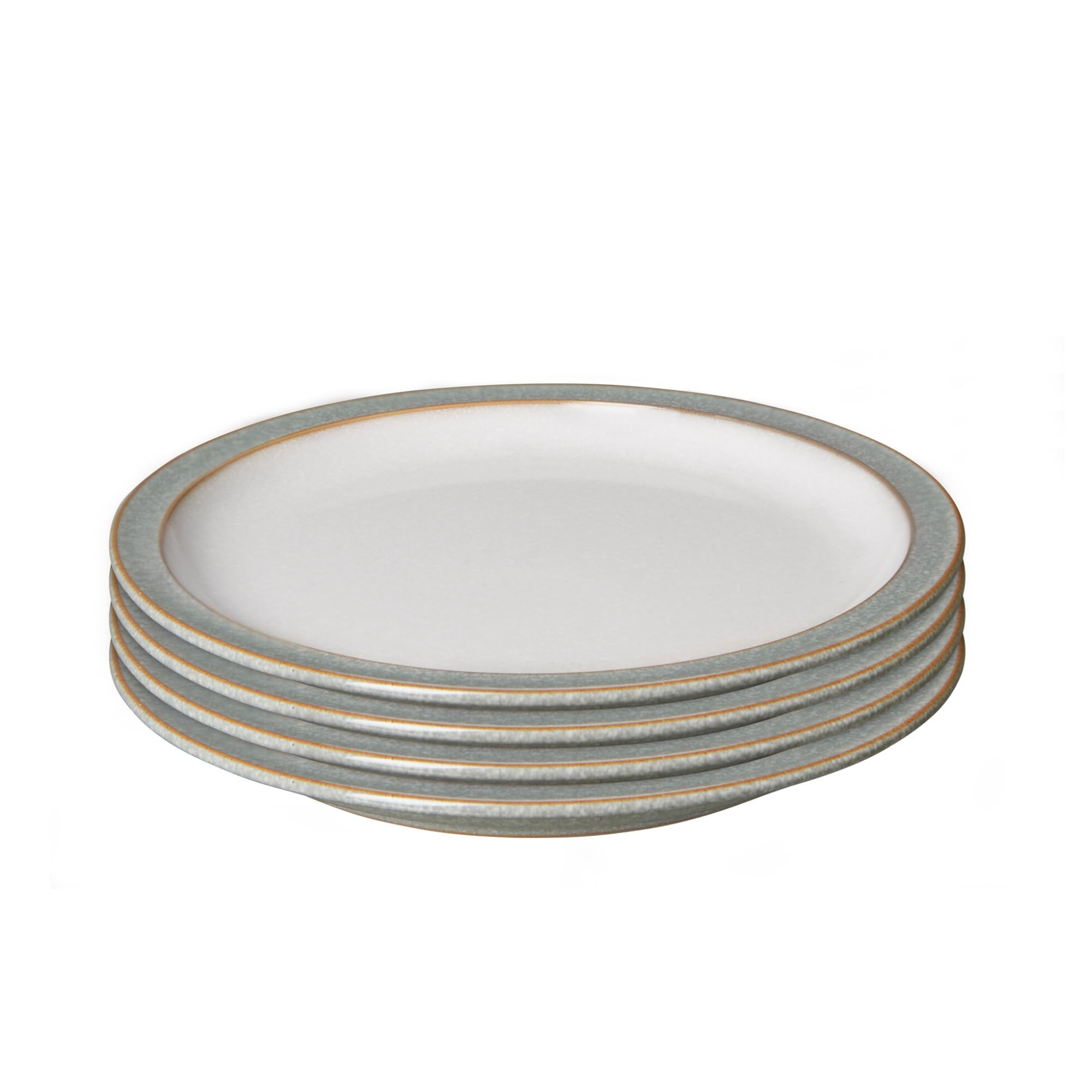 Elements Light Grey Small Plates Set of 4 - Dishwasher Microwave Safe Crockery 17.5cm - Pale Grey, White Ceramic Stoneware Tableware Side Plates - Chip & Crack Resistant