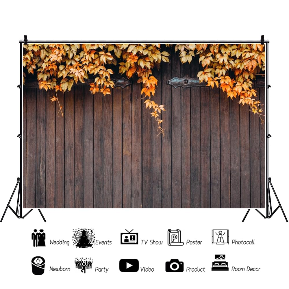 Drewniane tło fotograficzne 3,6x2,5 m, jesienne liście Retro drewniane tło fototapety, winylowe pudełko na zdjęcia tło do dekoracji imprez fotografia portret