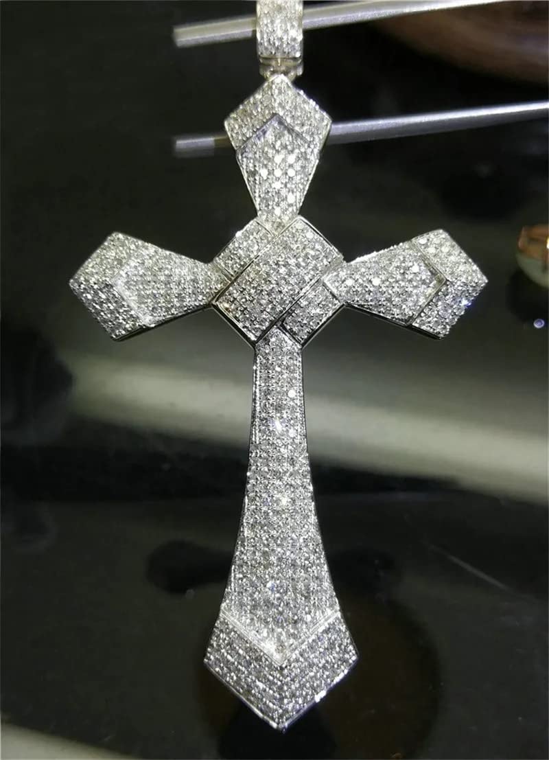 Micro Pave Diamond cz Cross Pendant 925 Sterling Silver Wedding Pendants Collar para Mujeres Hombres moissanite Joyería