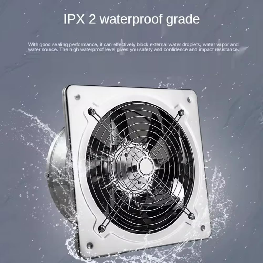Ventola Aspiratore da Cucina con Motore in Rame Puro, Ventilatore di Ventilazione da Parete in Acciaio Inox per Bagno con Valvola di Non Ritorno per Aspirazione Fumi Attraverso Il Muro, 7inch