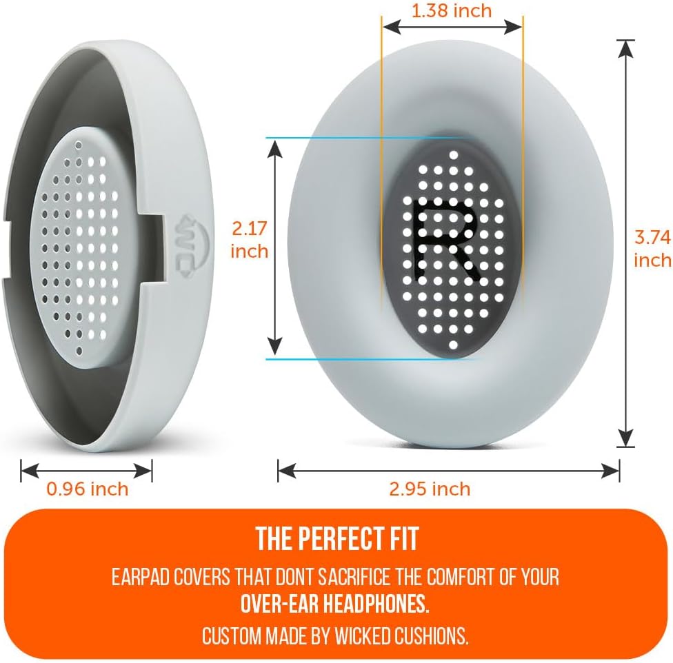 WC SweatZ QuietComfort - Patented Earpad Covers for Bose QuietComfort 45, 35, 35ii, QC2, QC25, QC15, AE2, AE2i, SoundTrue, SoundLink by Wicked Cushions | Sweatproof & Easily Washable | Silver - Image 6