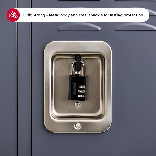 Miniatura 4 de Master Lock 647EC2 - Candado de combinación negra, cerradura de casillero de gimnasio para interiores con código personalizable de 3 dígitos para