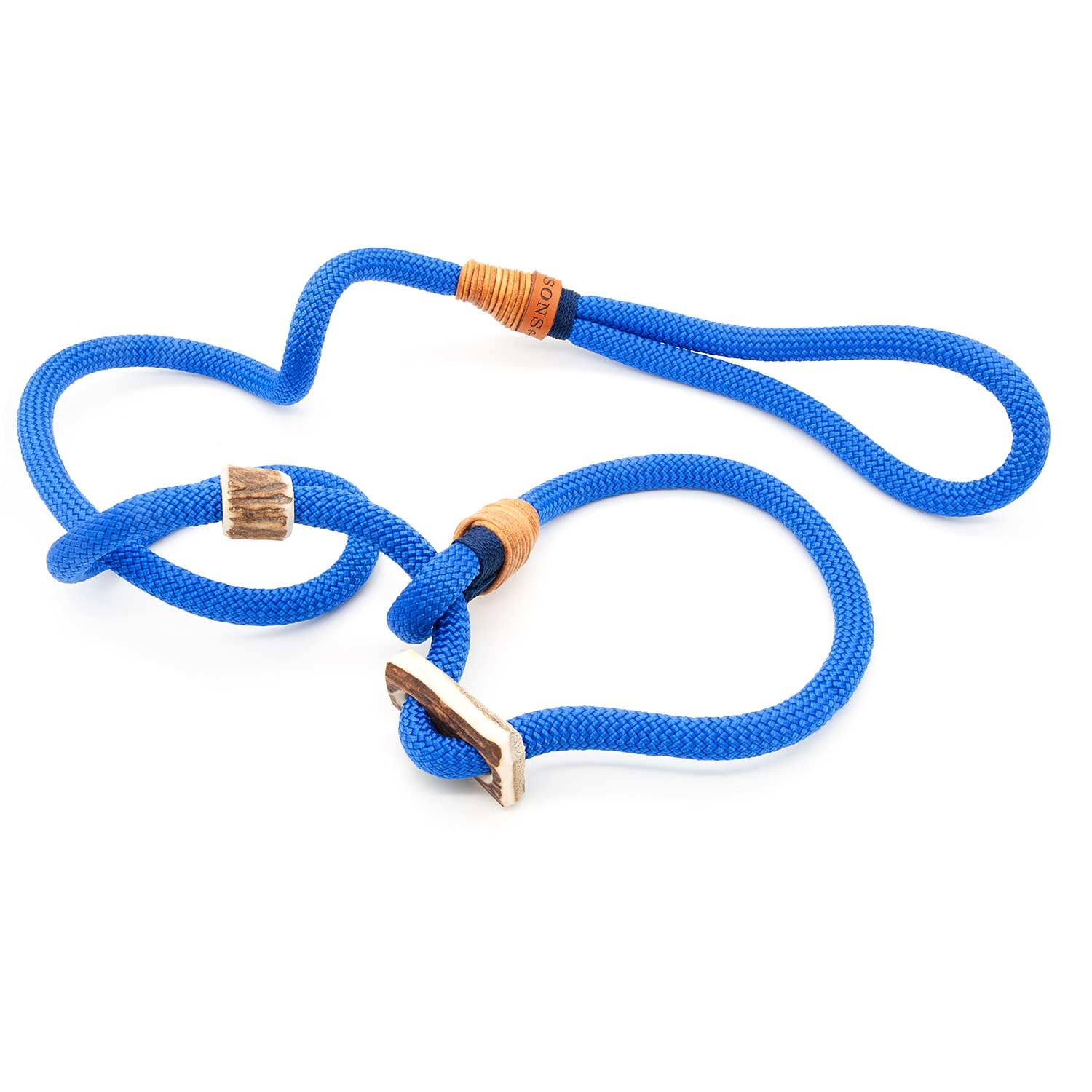 Retriever-Leine/Moxonleine Elegant-Style | handgefertigte Hundeleine aus Tau mit Halsbandfunktion & Horn-Stopper | 10mm – kraftvoll, stilvoll & komfortabel | Training, Alltag & Spaziergang