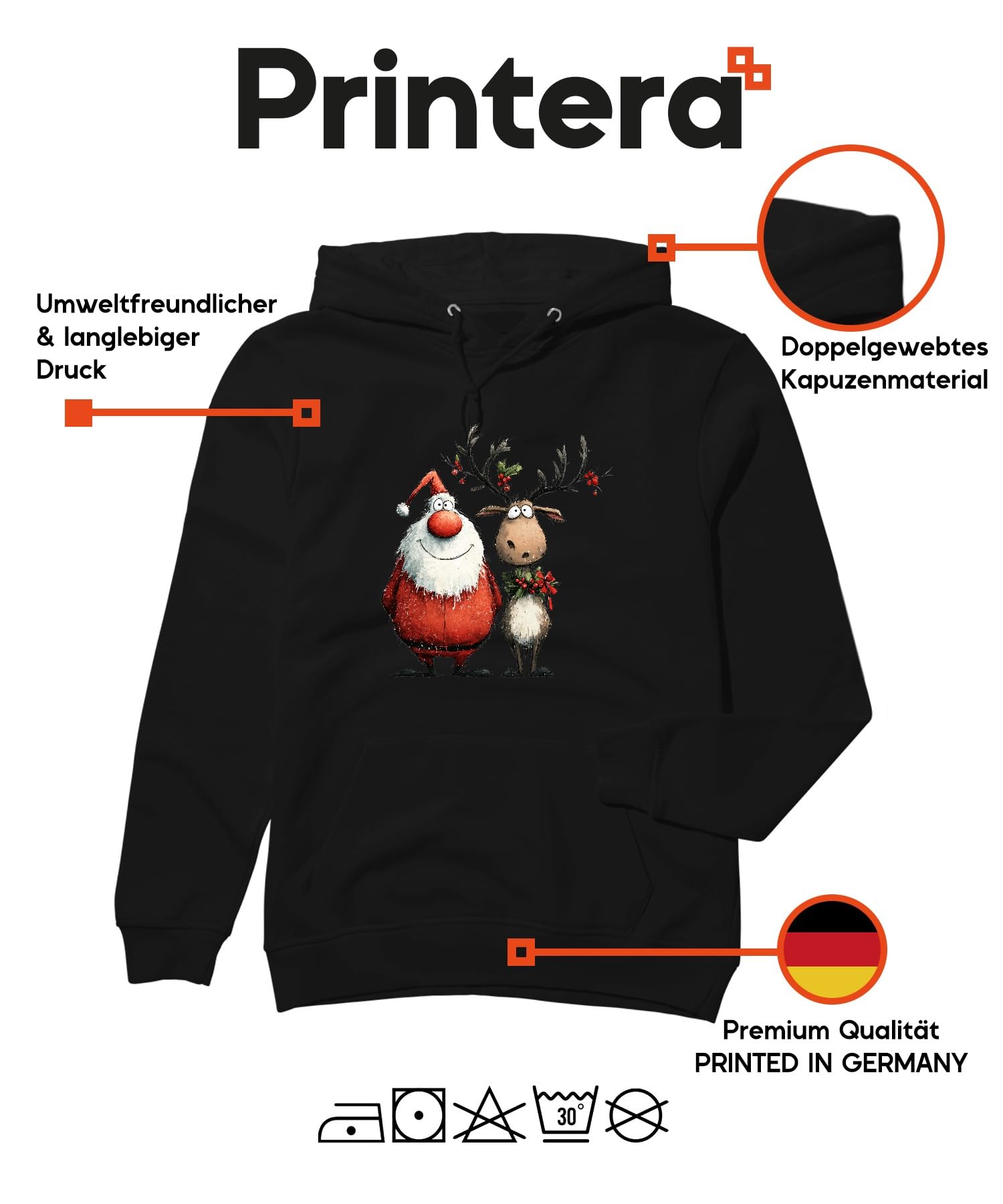 Zabawny Święty Mikołaj i renifer kreskówka prezent na Boże Narodzenie Unisex bluza z kapturem