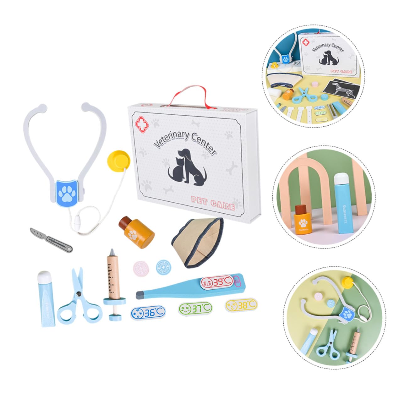Hemobllo Set Gioco Medico in Legno per Ragazzo Ragazza, Kit Veterinario Sicuro e Funzionale, per Compleanni e Gioco di Ruolo Educativo per Ragazze e Ragazzi