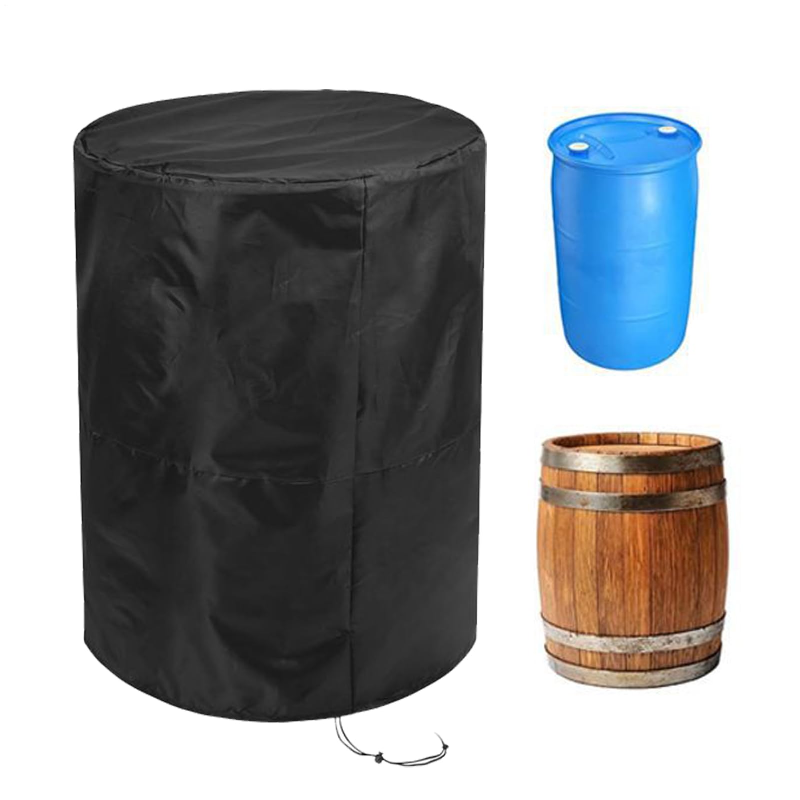 Housse de protection pour tonne à eau imperméable, bâche complète en tissu Oxford, adaptée pour tonne à eau étroite, baril de pluie, baril à vin, coupe-vent, résistante à l'hiver, résistante aux