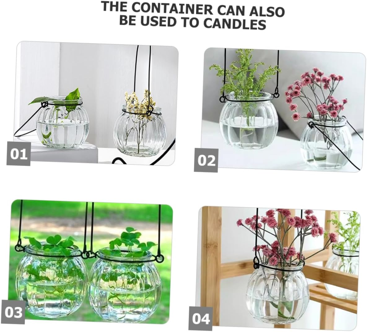6Pcs Clear Glass Wall Hanging Planters Hydroponic Vases for Indoor Plants Stylish Wall Mounted Flower Pots for Home and Office Decor for Air Plants