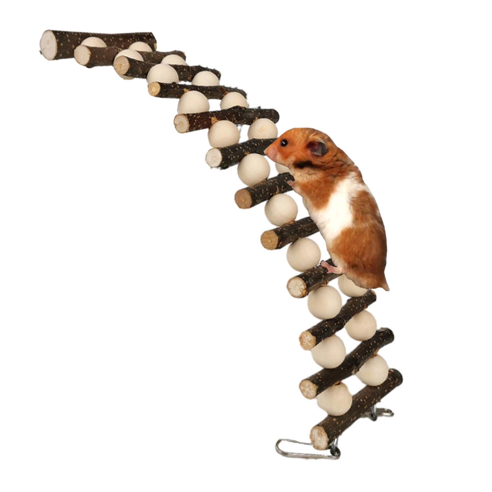 itrimaka Hamster Wooden Ladder Bridge - Hamster Mouse Rodents Wooden Ladder Toy,Hamster Mouse Rodents Ladder Bendable Cage Habitat Toy Small Animal Toy for Hamster Climbing