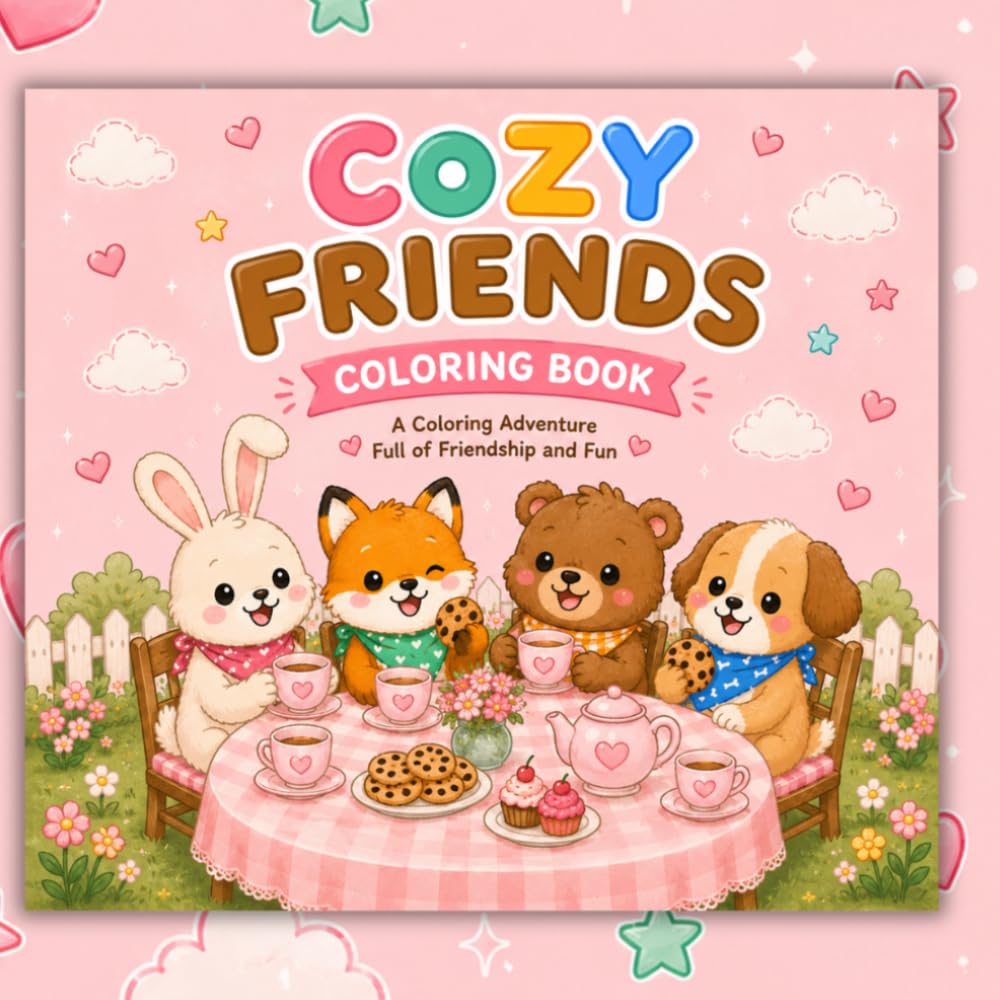 Cozy Friends Coloring Book: Featuring Adorable Animal Friends, Cozy Scenes and Fun Adventures