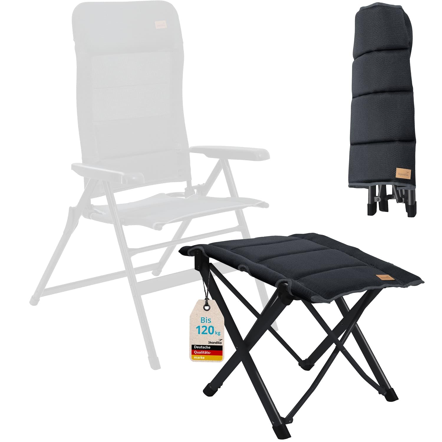 Skandika Lepola XL stołek kempingowy, składany, aluminium, wysokość 40 cm, do 120 kg, przenośny taboret w podróży | składany taboret, składany stołek, krzesła kempingowe, krzesła składane, na kemping